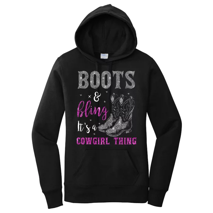 Funny Cowgirl Boots Bling Western Horse Lovers Cute Love Country Life Women's Pullover Hoodie