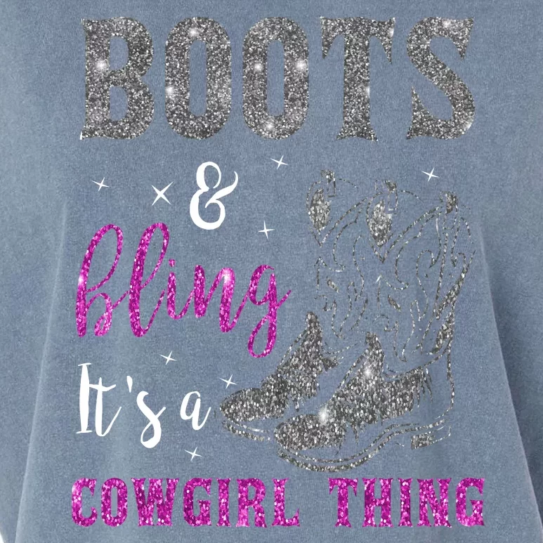 Funny Cowgirl Boots Bling Western Horse Lovers Cute Love Country Life Garment-Dyed Women's Muscle Tee