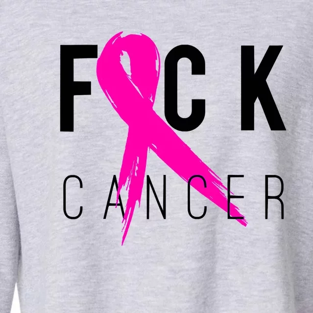 Fuck Cancer Breast Cancer Awareness Retro Distressed Cropped Pullover Crew