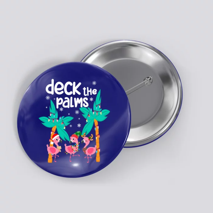 Flamingo Christmas Beach Hawaii Tropical Deck The Palms Cute Gift Button