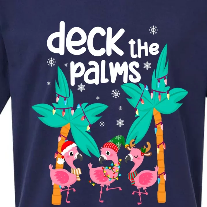 Flamingo Christmas Beach Hawaii Tropical Deck The Palms Cute Gift Sueded Cloud Jersey T-Shirt