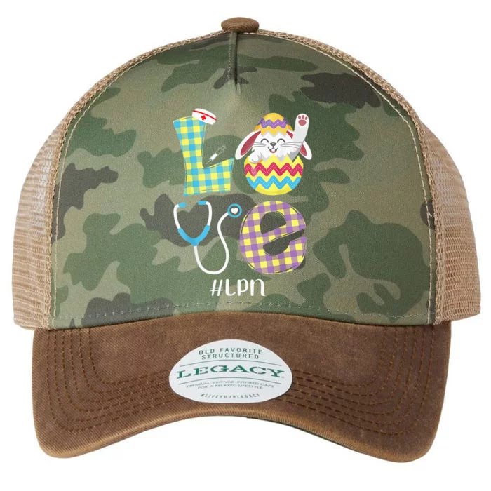 Funny Cute Bunny Love Licensed Practical Nurse Easter LPN Legacy Tie Dye Trucker Hat