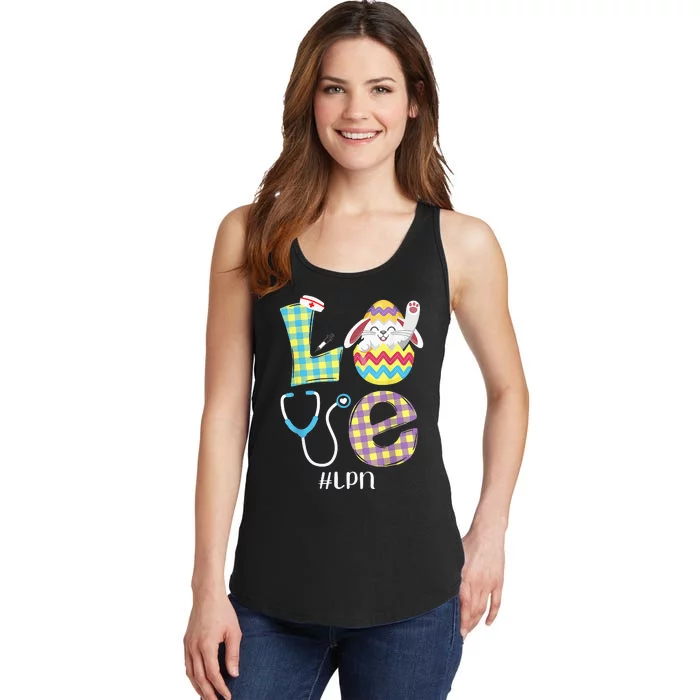 Funny Cute Bunny Love Licensed Practical Nurse Easter LPN Ladies Essential Tank