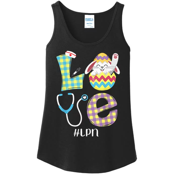 Funny Cute Bunny Love Licensed Practical Nurse Easter LPN Ladies Essential Tank