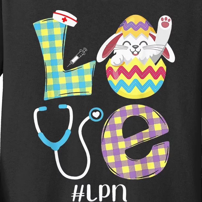 Funny Cute Bunny Love Licensed Practical Nurse Easter LPN Kids Long Sleeve Shirt