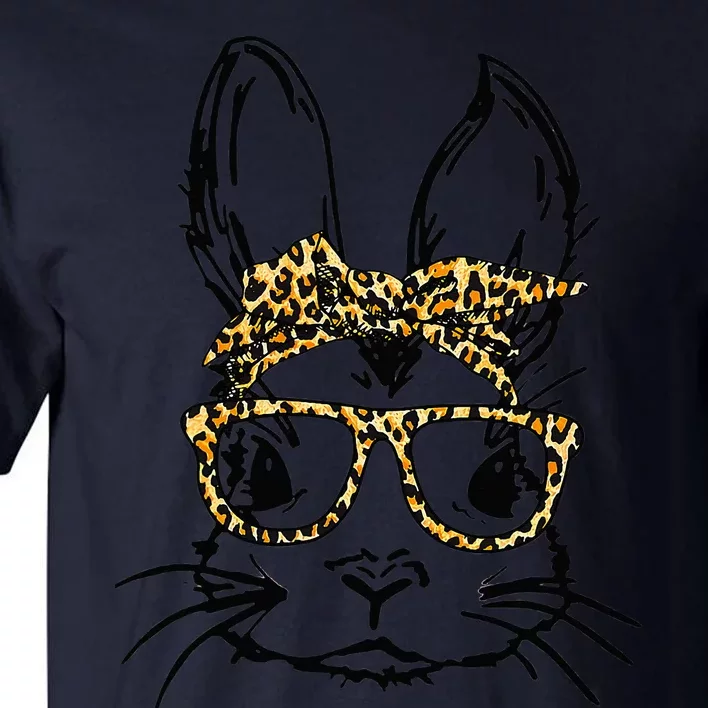 Funny Cute Bunny Wearing Glasses Leopard Easter Day Tall T-Shirt