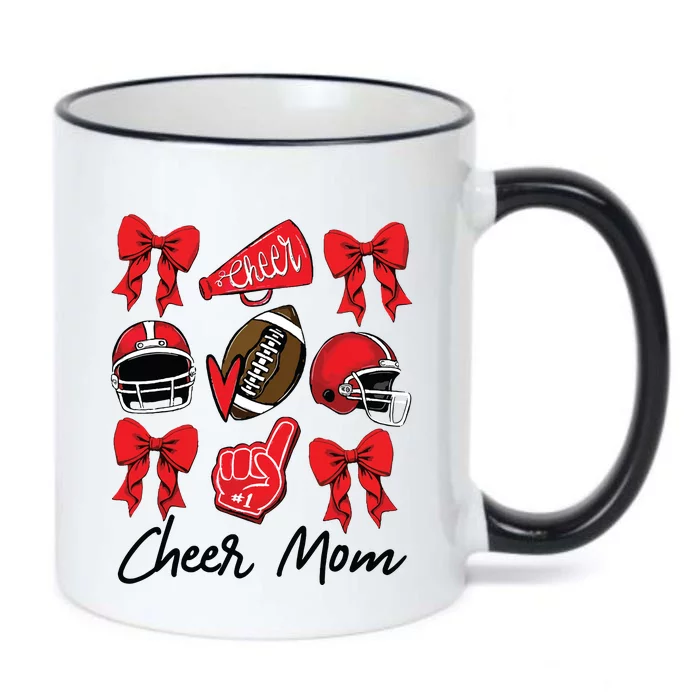 Football Coquette Bow Cheer Mom Red Black Color Changing Mug