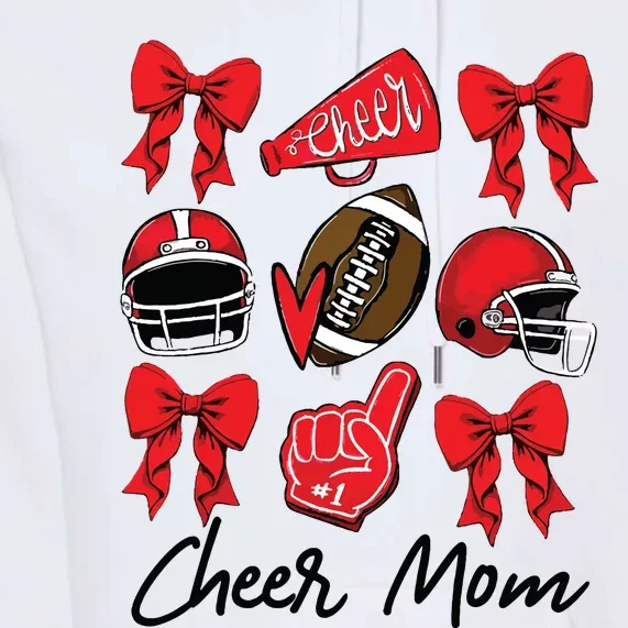 Football Coquette Bow Cheer Mom Red Premium Hoodie