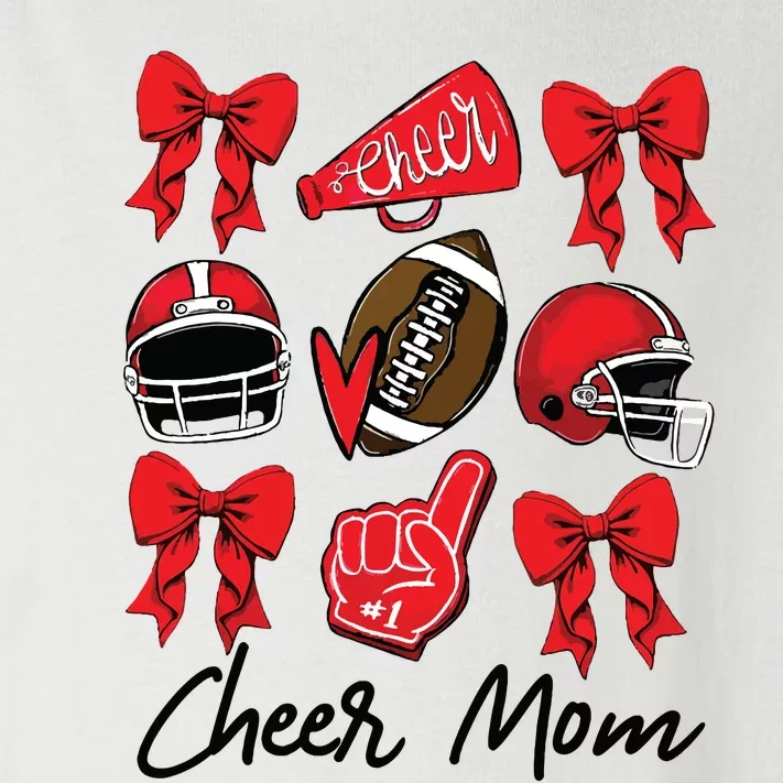 Football Coquette Bow Cheer Mom Red Toddler Long Sleeve Shirt