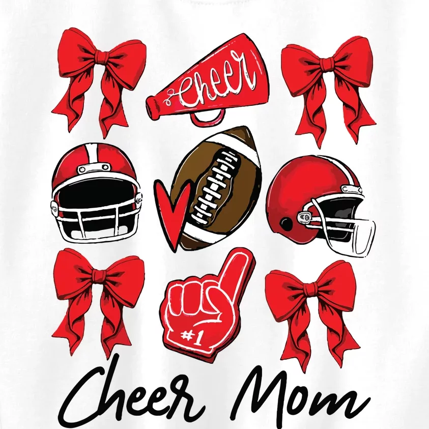 Football Coquette Bow Cheer Mom Red Kids Sweatshirt