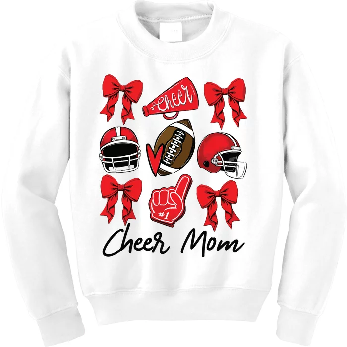 Football Coquette Bow Cheer Mom Red Kids Sweatshirt