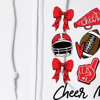 Football Coquette Bow Cheer Mom Red Full Zip Hoodie