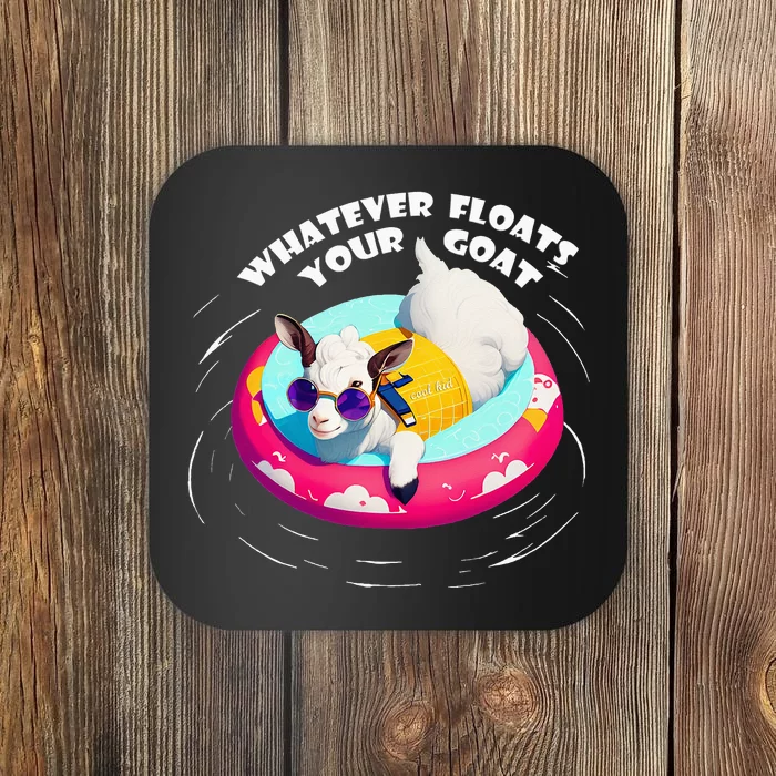 Funny Cute Baby Goat Whatever Floats Your Goat Coaster