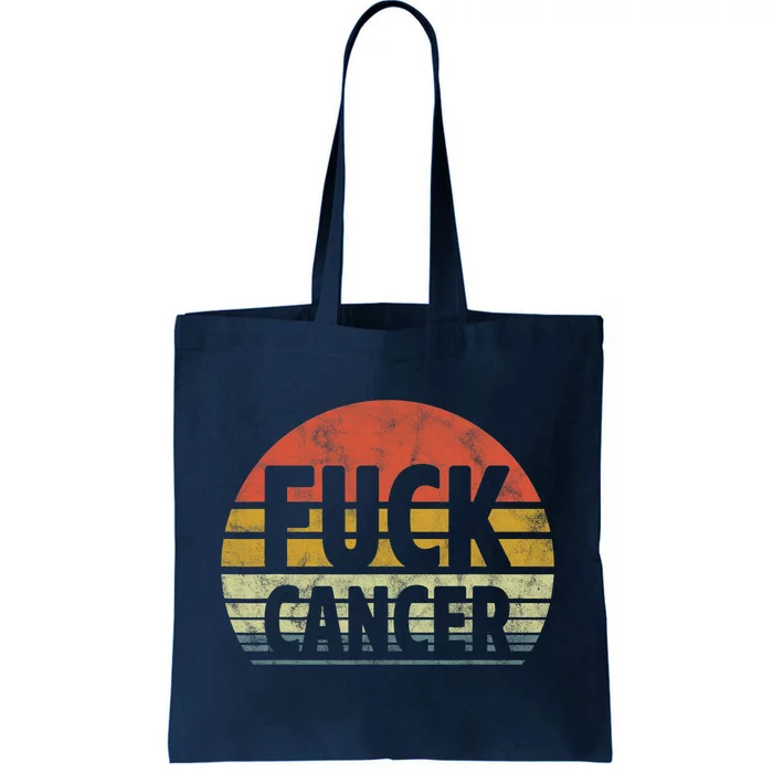 Fuck Cancer Breast Cancer Awareness Gift Retro Distressed Tote Bag