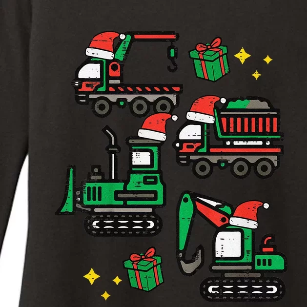 Funny Christmas Construction Trucks Santa Xmas Womens CVC Long Sleeve Shirt