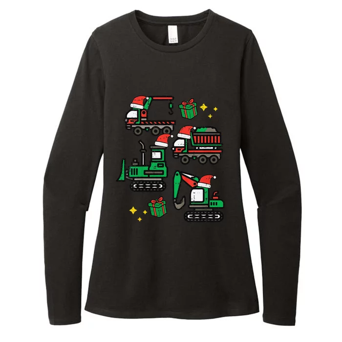 Funny Christmas Construction Trucks Santa Xmas Womens CVC Long Sleeve Shirt