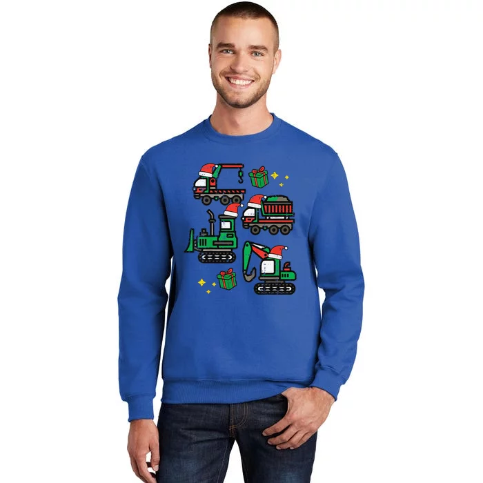 Funny Christmas Construction Trucks Santa Xmas Tall Sweatshirt