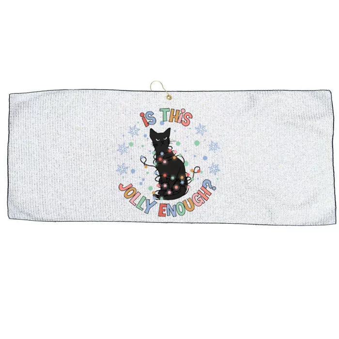 Funny Cat Christmas Jolly Enough Large Microfiber Waffle Golf Towel