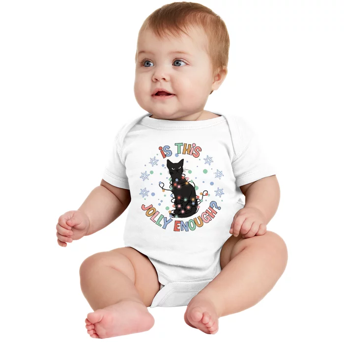 Funny Cat Christmas Jolly Enough Baby Bodysuit