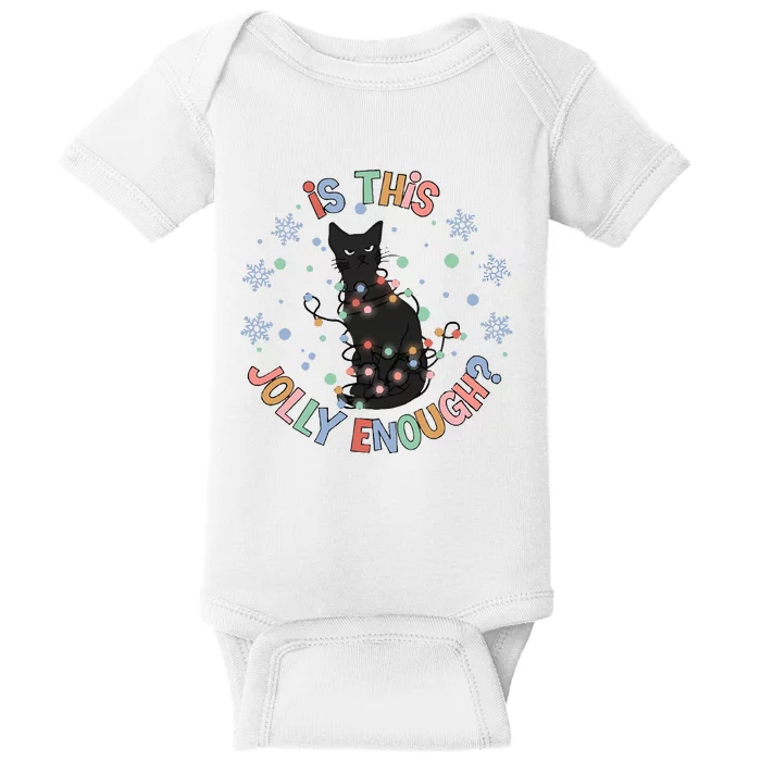 Funny Cat Christmas Jolly Enough Baby Bodysuit