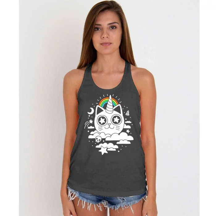 Funny Caticorn Cat Unicorn Girl Wo Kittycorn Women's Knotted Racerback Tank