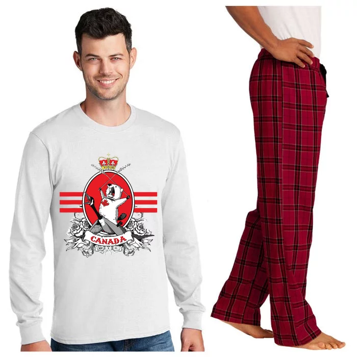 Funny Country Canada Screaming Beaver Mable Leaf Canadian Long Sleeve Pajama Set