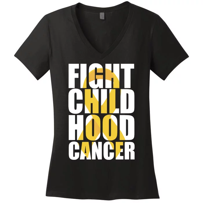 Fight Childhood Cancer Awareness Women's V-Neck T-Shirt