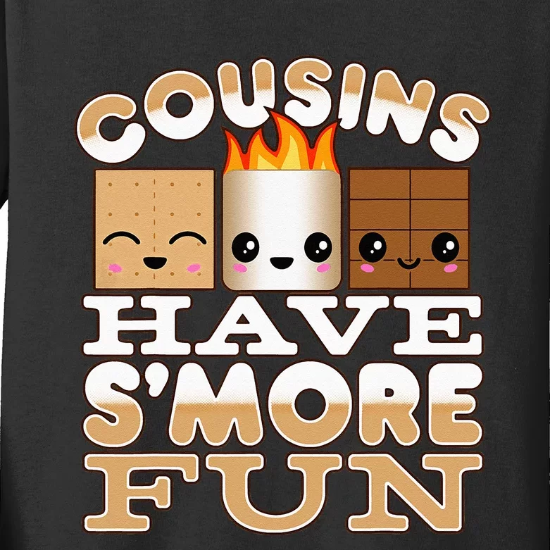 Family Camping Cousins Have Smore Fun Kids Long Sleeve Shirt