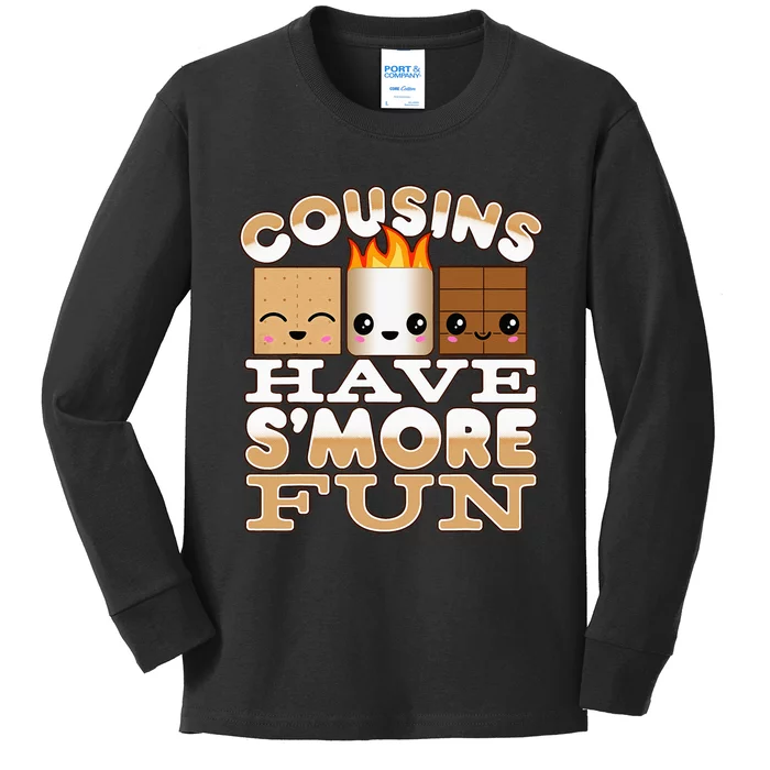 Family Camping Cousins Have Smore Fun Kids Long Sleeve Shirt