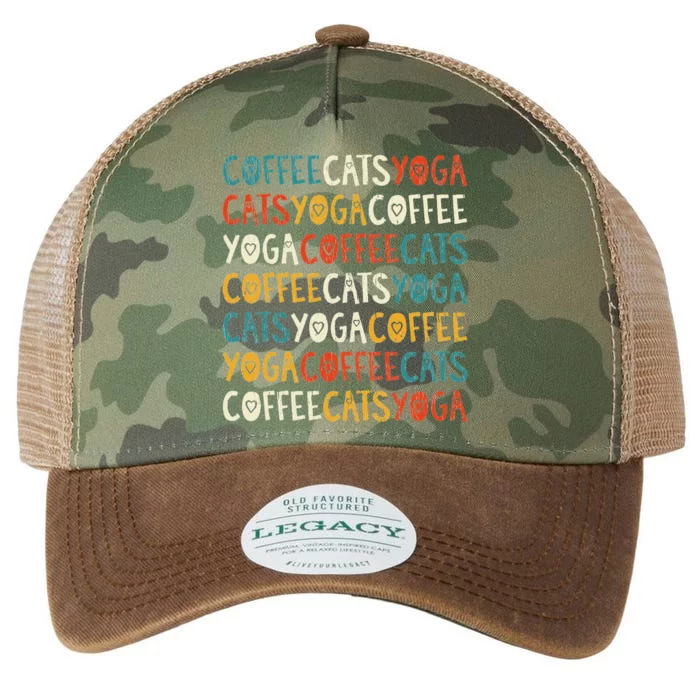 Funny Coffee Cats Kitten Yoga Lovers Legacy Tie Dye Trucker Hat