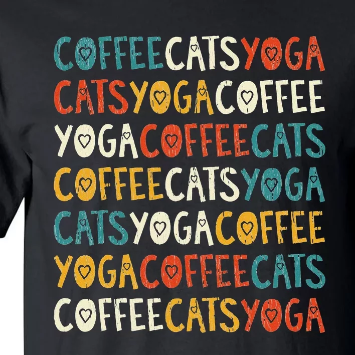 Funny Coffee Cats Kitten Yoga Lovers Tall T-Shirt