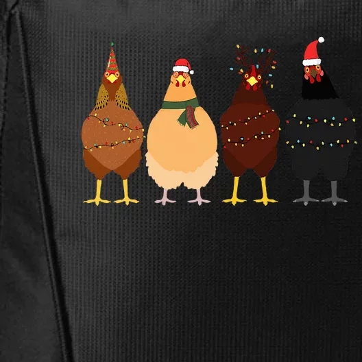 Funny Chicken Christmas Lights Santa Hat Cute Chicken Lover City Backpack