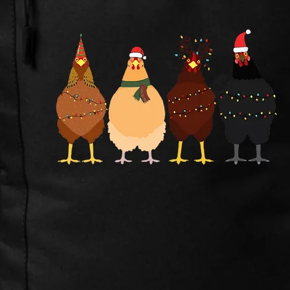 Funny Chicken Christmas Lights Santa Hat Cute Chicken Lover Daily Commute Backpack