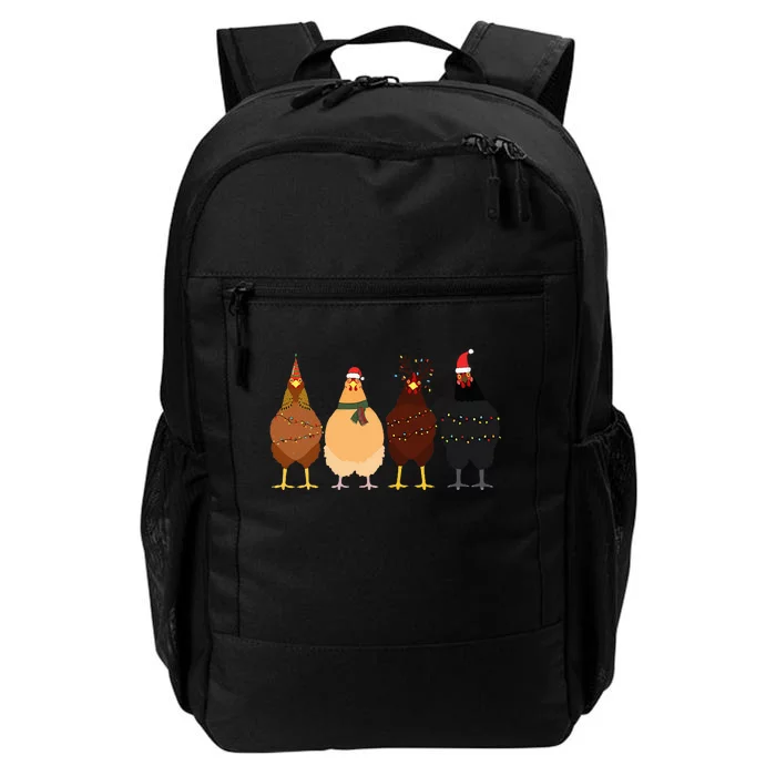 Funny Chicken Christmas Lights Santa Hat Cute Chicken Lover Daily Commute Backpack