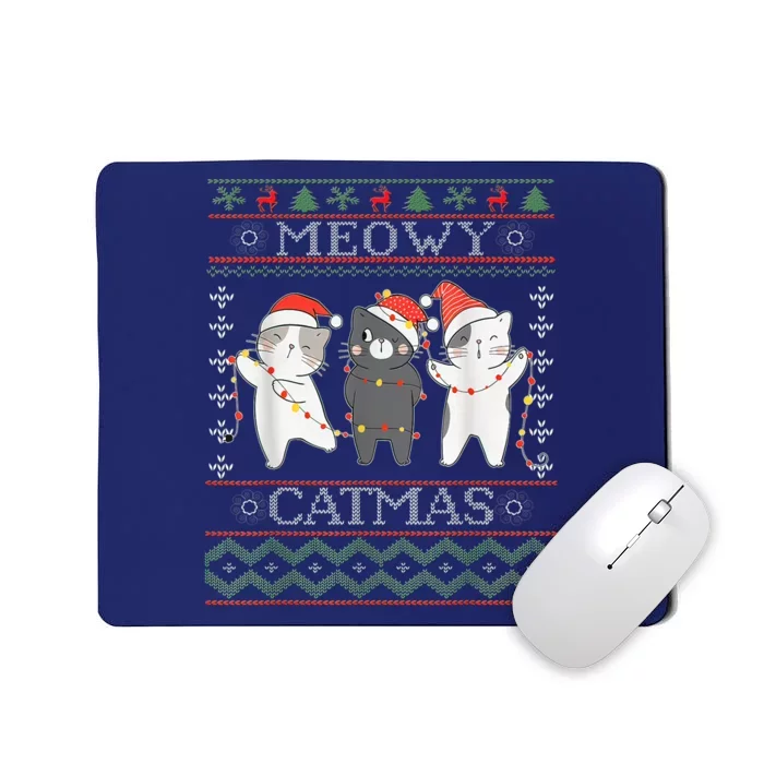 Funny Christmas Cat Matching Family Pajamas Meowy Catmas Mousepad