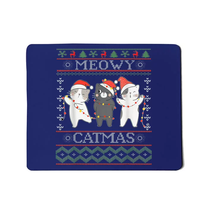 Funny Christmas Cat Matching Family Pajamas Meowy Catmas Mousepad