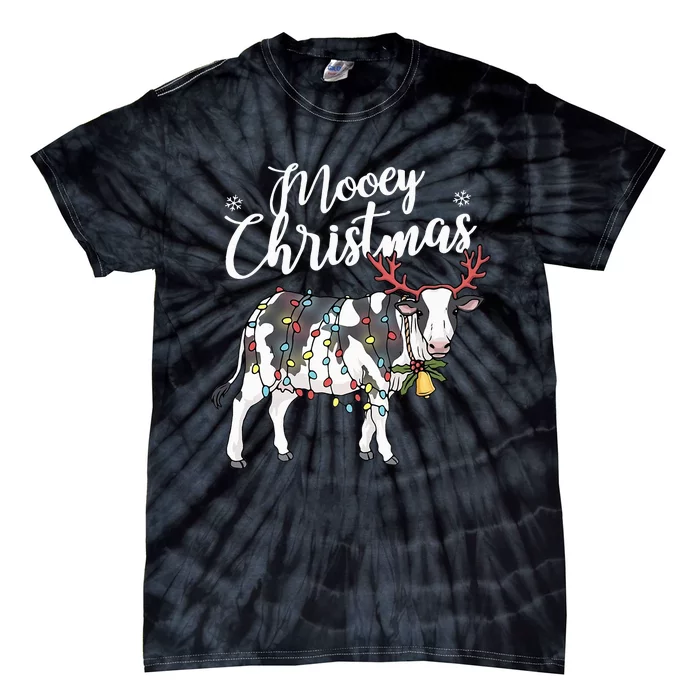 Festive Cow Christmas Lights Hilarious Holiday Decor Tie-Dye T-Shirt