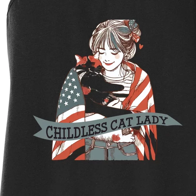 Funny Childless Cat Lady Graphic Women's Racerback Tank