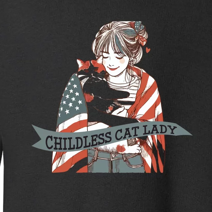 Funny Childless Cat Lady Graphic Toddler Sweatshirt