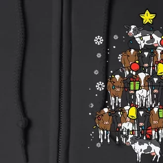 Festive Cow Christmas Tree Ornament for Farm Lovers Full Zip Hoodie