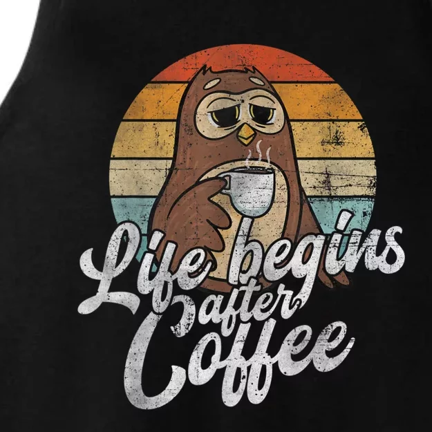 Funny Coffee , Coffee Lover Gifts, Owl Tees Ladies Tri-Blend Wicking Tank