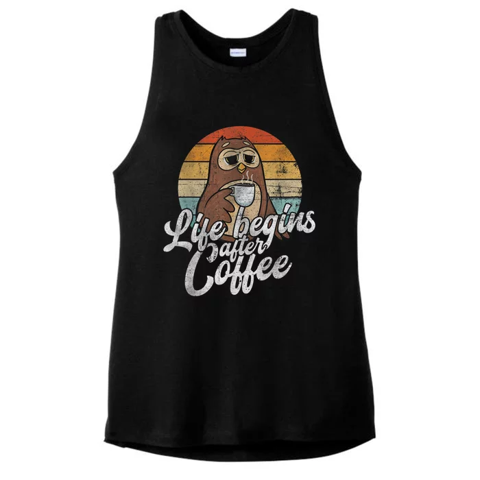 Funny Coffee , Coffee Lover Gifts, Owl Tees Ladies Tri-Blend Wicking Tank