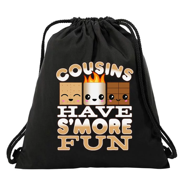 Family Camping Cousins Have S'more Fun Drawstring Bag