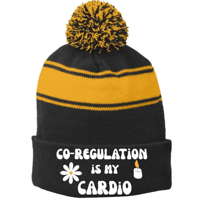 Flower Candle Co Regulation Is My Cardio Stripe Pom Pom Beanie