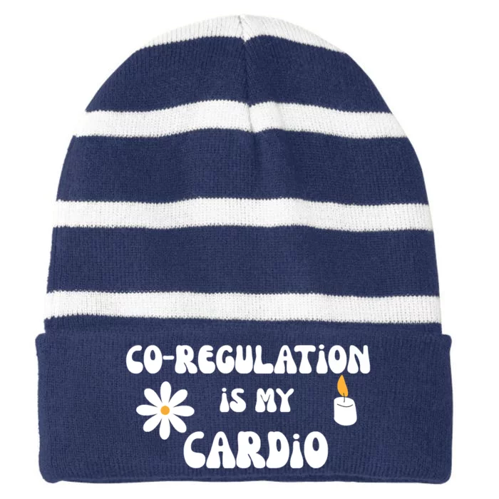 Flower Candle Co Regulation Is My Cardio Striped Beanie with Solid Band