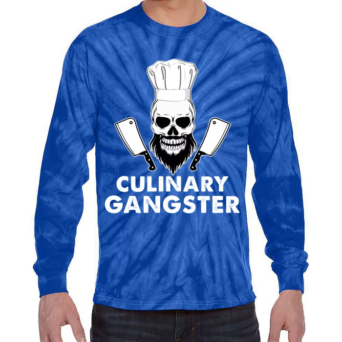 Funny Chefs Culinary Gangster Bearded Skull Cooking Cute Gift Tie-Dye Long Sleeve Shirt