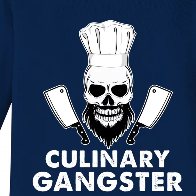 Funny Chefs Culinary Gangster Bearded Skull Cooking Cute Gift Baby Long Sleeve Bodysuit