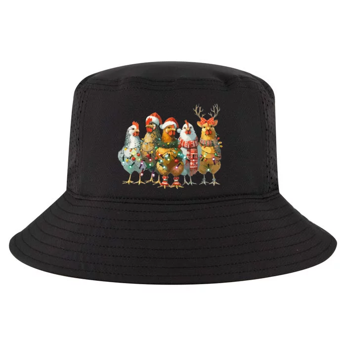 Funny Chicken Christmas Lights Farm Animal Cute Xmas Holiday Cool Comfort Performance Bucket Hat