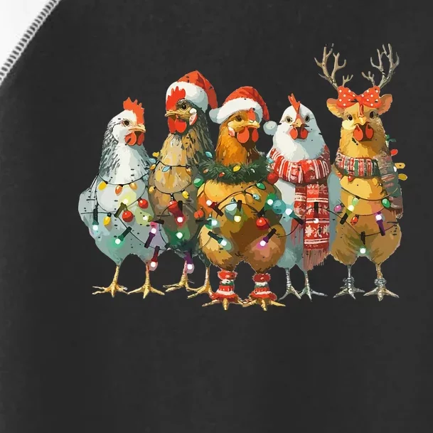 Funny Chicken Christmas Lights Farm Animal Cute Xmas Holiday Toddler Fine Jersey T-Shirt