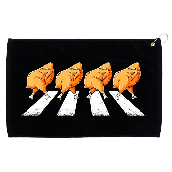 Fun Chicken Crossing Road Crosswalk Turkey Day Thanksgiving Grommeted Golf Towel